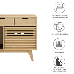 Modway Furniture Render Cat Cabinet by Modway - Stylish Mid-Century Modern Furniture for Litter Box Concealment Oak EEI-6796-OAK