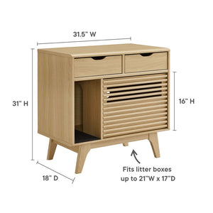 Modway Furniture Render Cat Cabinet by Modway - Stylish Mid-Century Modern Furniture for Litter Box Concealment Oak EEI-6796-OAK