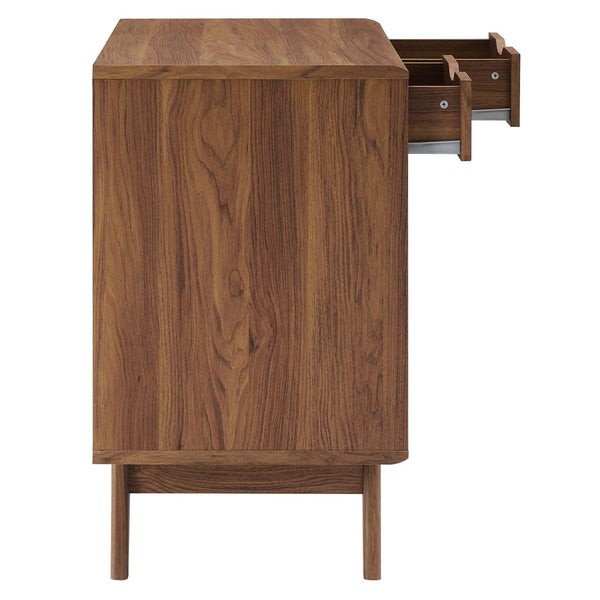 Modway Furniture Render Cat Cabinet by Modway - Stylish Mid-Century Modern Furniture for Litter Box Concealment Walnut EEI-6796-WAL