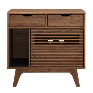 Modway Furniture Render Cat Cabinet by Modway - Stylish Mid-Century Modern Furniture for Litter Box Concealment Walnut EEI-6796-WAL