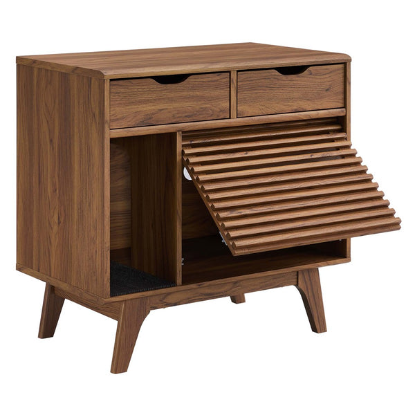 Modway Furniture Render Cat Cabinet by Modway - Stylish Mid-Century Modern Furniture for Litter Box Concealment Walnut EEI-6796-WAL