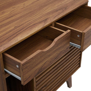 Modway Furniture Render Cat Cabinet by Modway - Stylish Mid-Century Modern Furniture for Litter Box Concealment Walnut EEI-6796-WAL