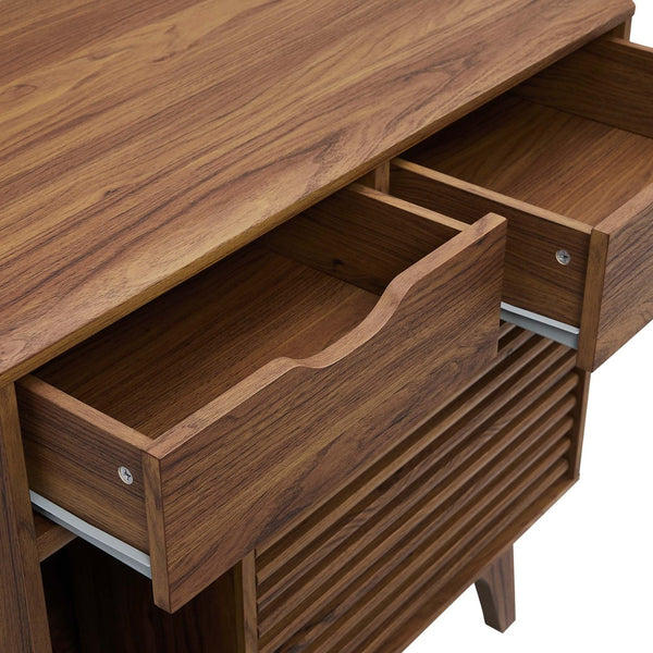 Modway Furniture Render Cat Cabinet by Modway - Stylish Mid-Century Modern Furniture for Litter Box Concealment Walnut EEI-6796-WAL