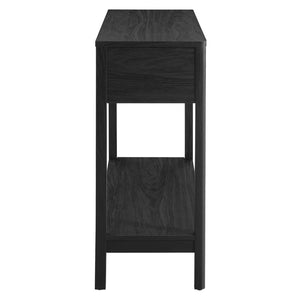 Modway Furniture Chaucer Console Table - Stylish Entryway Accent with Rattan-Textured Drawers and Open Display Space Black EEI-6797-BLK