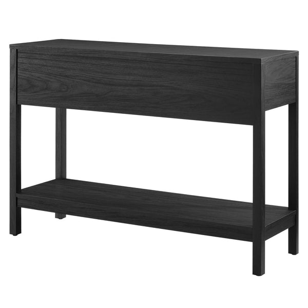 Modway Furniture Chaucer Console Table - Stylish Entryway Accent with Rattan-Textured Drawers and Open Display Space Black EEI-6797-BLK