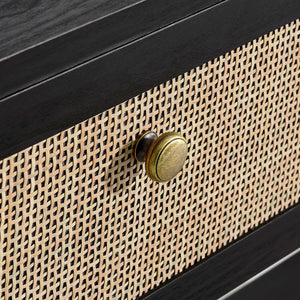 Modway Furniture Chaucer Console Table - Stylish Entryway Accent with Rattan-Textured Drawers and Open Display Space Black EEI-6797-BLK