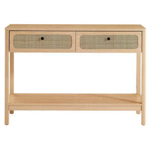 Modway Furniture Chaucer Console Table - Stylish Entryway Accent with Rattan-Textured Drawers and Open Display Space Oak EEI-6797-OAK