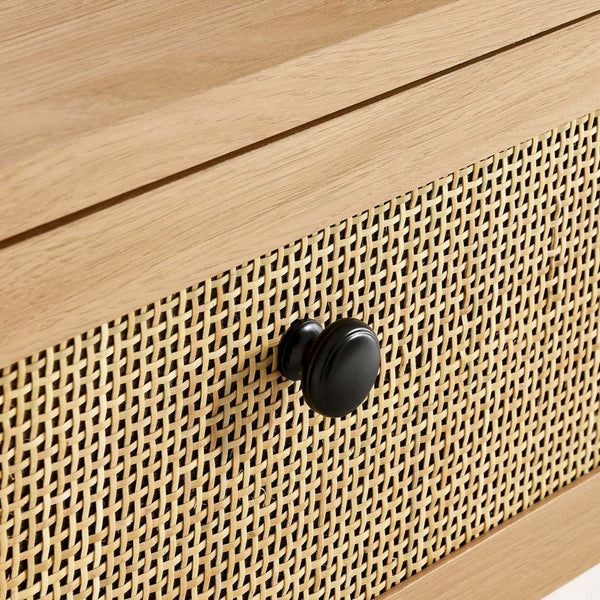 Modway Furniture Chaucer Console Table - Stylish Entryway Accent with Rattan-Textured Drawers and Open Display Space Oak EEI-6797-OAK