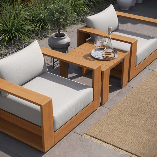 Modway Furniture Tahoe 3-Piece Outdoor Acacia Wood Patio Furniture Set for Stylish Comfort and Relaxation Natural Light Gray EEI-6798-NAT-LGR