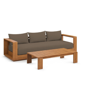 Modway Furniture Tahoe 2-Piece Outdoor Acacia Wood Sofa and Coffee Table Set for Stylish Patio Comfort & Durability Natural Cocoa EEI-6799-NAT-COA