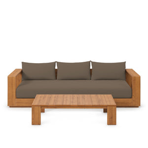 Modway Furniture Tahoe 2-Piece Outdoor Acacia Wood Sofa and Coffee Table Set for Stylish Patio Comfort & Durability Natural Cocoa EEI-6799-NAT-COA