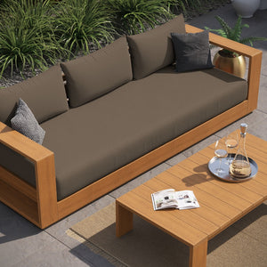 Modway Furniture Tahoe 2-Piece Outdoor Acacia Wood Sofa and Coffee Table Set for Stylish Patio Comfort & Durability Natural Cocoa EEI-6799-NAT-COA