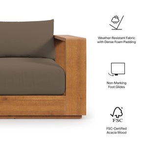 Modway Furniture Tahoe 5-Piece Outdoor Patio Acacia Wood Furniture Set - Stylish, Durable, and Weather-Ready Comfort Natural Cocoa EEI-6801-NAT-COA