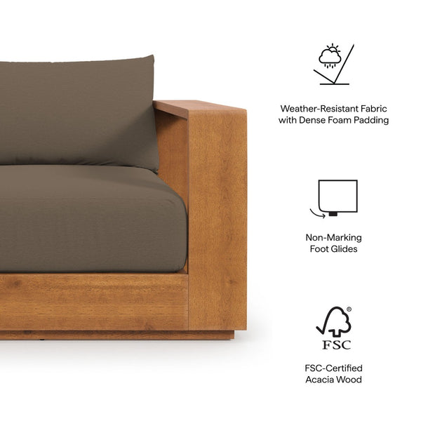 Modway Furniture Tahoe 5-Piece Outdoor Patio Acacia Wood Furniture Set - Stylish, Durable, and Weather-Ready Comfort Natural Cocoa EEI-6801-NAT-COA