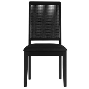 Modway Furniture Arlo Vegan Leather Dining Side Chairs Set of 2 - Stylish Faux Rattan and Wood for Modern Homes Black Black EEI-6802-BLK-BLK-BLK