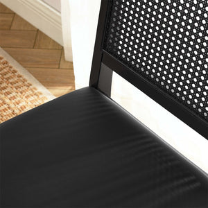 Modway Furniture Arlo Vegan Leather Dining Side Chairs Set of 2 - Stylish Faux Rattan and Wood for Modern Homes Black Black EEI-6802-BLK-BLK-BLK