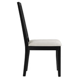 Arlo Faux Rattan and Wood Dining Side Chairs Set of 2 Black, Black Black Heathered Weave Ivory EEI-6803-BLK-BLK-HEI