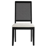 Arlo Faux Rattan and Wood Dining Side Chairs Set of 2 Black, Black Black Heathered Weave Ivory EEI-6803-BLK-BLK-HEI