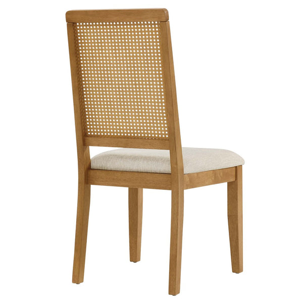 Modway Furniture Arlo Faux Rattan and Wood Dining Side Chairs Set of 2 - Stylish Comfort for Modern Dining Spaces Natural Natural Heathered Weave Light Beige EEI-6803-NAT-NAT-HLB