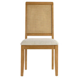 Arlo Faux Rattan and Wood Dining Side Chairs Set of 2 Brown, Natural Natural Heathered Weave Light Beige EEI-6803-NAT-NAT-HLB