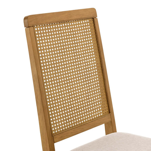 Modway Furniture Arlo Faux Rattan and Wood Dining Side Chairs Set of 2 - Stylish Comfort for Modern Dining Spaces Natural Natural Heathered Weave Light Beige EEI-6803-NAT-NAT-HLB