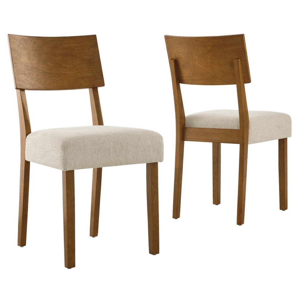 Modway Furniture Pax Wood Dining Side Chairs Set of 2 – Mid-Century Modern Comfort for Stylish Dining Spaces Acorn Heathered Weave Light Beige EEI-6804-ACO-HLB