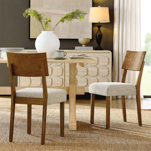 Modway Furniture Pax Wood Dining Side Chairs Set of 2 – Mid-Century Modern Comfort for Stylish Dining Spaces Acorn Heathered Weave Light Beige EEI-6804-ACO-HLB