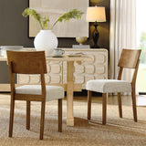 Pax Wood Dining Side Chairs Set of 2 Brown, Acorn Heathered Weave Light Beige EEI-6804-ACO-HLB