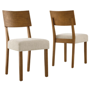 Pax Wood Dining Side Chairs Set of 2 Brown, Acorn Heathered Weave Light Beige EEI-6804-ACO-HLB