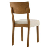 Pax Wood Dining Side Chairs Set of 2 Brown, Acorn Heathered Weave Light Beige EEI-6804-ACO-HLB