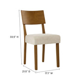 Pax Wood Dining Side Chairs Set of 2 Brown, Acorn Heathered Weave Light Beige EEI-6804-ACO-HLB