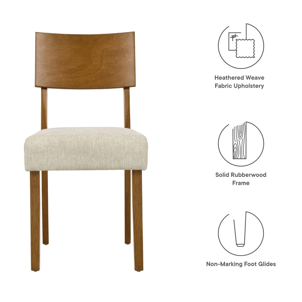 Modway Furniture Pax Wood Dining Side Chairs Set of 2 – Mid-Century Modern Comfort for Stylish Dining Spaces Acorn Heathered Weave Light Beige EEI-6804-ACO-HLB
