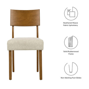 Modway Furniture Pax Wood Dining Side Chairs Set of 2 – Mid-Century Modern Comfort for Stylish Dining Spaces Acorn Heathered Weave Light Beige EEI-6804-ACO-HLB