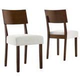 Pax Wood Dining Side Chairs Set of 2 White, Walnut Heathered Weave Ivory EEI-6804-WAL-HEI