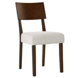 Pax Wood Dining Side Chairs Set of 2 White, Walnut Heathered Weave Ivory EEI-6804-WAL-HEI