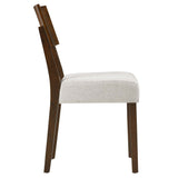 Pax Wood Dining Side Chairs Set of 2 White, Walnut Heathered Weave Ivory EEI-6804-WAL-HEI