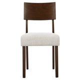 Pax Wood Dining Side Chairs Set of 2 White, Walnut Heathered Weave Ivory EEI-6804-WAL-HEI