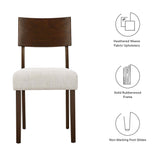 Pax Wood Dining Side Chairs Set of 2 White, Walnut Heathered Weave Ivory EEI-6804-WAL-HEI