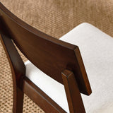 Pax Wood Dining Side Chairs Set of 2 White, Walnut Heathered Weave Ivory EEI-6804-WAL-HEI