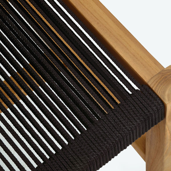 Modway Furniture Vienna Outdoor Teak Dining Chairs Set of 2 - Stylish Armless Design for Modern Patio Comfort Natural Black EEI-6805-NAT-BLK