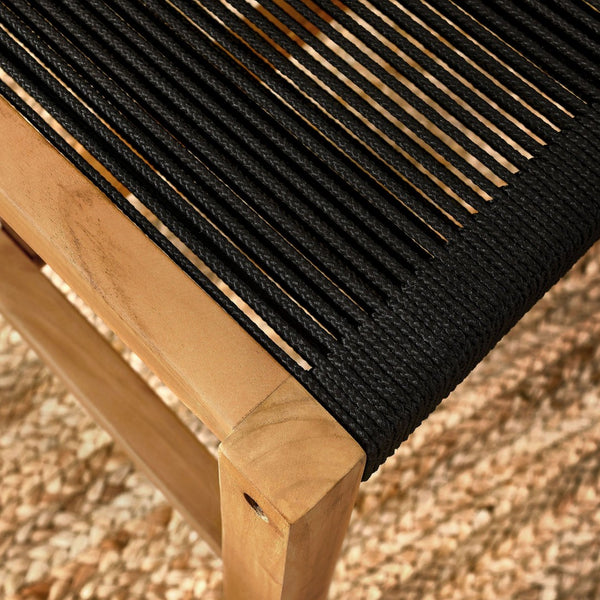 Modway Furniture Vienna Outdoor Teak Dining Chairs Set of 2 - Stylish Armless Design for Modern Patio Comfort Natural Black EEI-6805-NAT-BLK