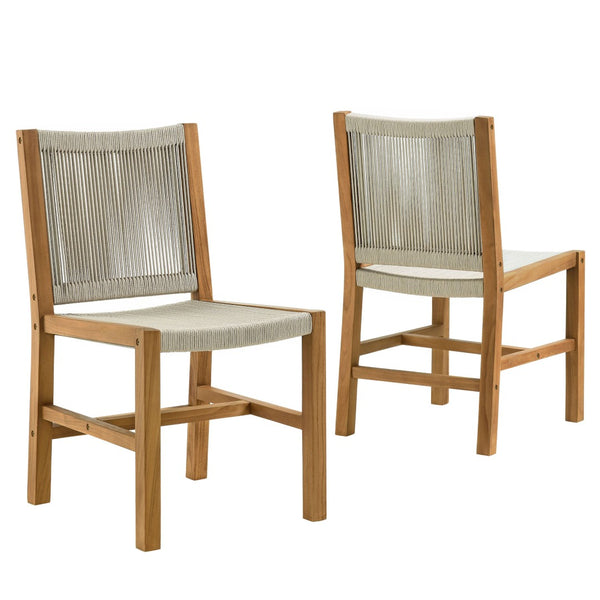 Modway Furniture Vienna Outdoor Teak Dining Chairs Set of 2 - Stylish Armless Design for Modern Patio Comfort Natural Natural EEI-6805-NAT-NAT
