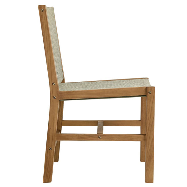 Modway Furniture Vienna 5-Piece Outdoor Teak and Rope Dining Set with Comfortable Armless Chairs for Stylish Patios Natural Natural EEI-6934-NAT-NAT