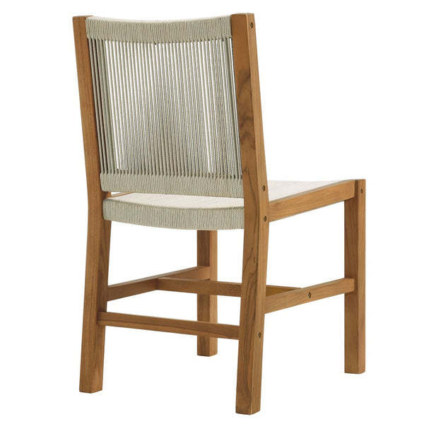 Modway Furniture Vienna Outdoor Teak Dining Chairs Set of 2 - Stylish Armless Design for Modern Patio Comfort Natural Natural EEI-6805-NAT-NAT