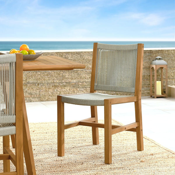 Modway Furniture Vienna Outdoor Teak Dining Chairs Set of 2 - Stylish Armless Design for Modern Patio Comfort Natural Natural EEI-6805-NAT-NAT