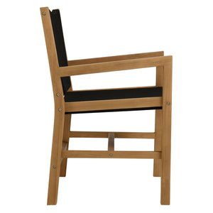 Modway Furniture Vienna Outdoor Patio Teak Dining Armchairs Set of 2 - Elegant, Durable Comfort for Your Outdoor Space Natural Black EEI-6806-NAT-BLK