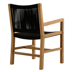 Modway Furniture Vienna Outdoor Patio Teak Dining Armchairs Set of 2 - Elegant, Durable Comfort for Your Outdoor Space Natural Black EEI-6806-NAT-BLK