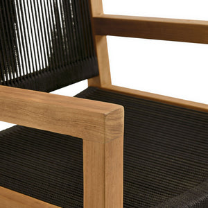 Modway Furniture Vienna Outdoor Patio Teak Dining Armchairs Set of 2 - Elegant, Durable Comfort for Your Outdoor Space Natural Black EEI-6806-NAT-BLK