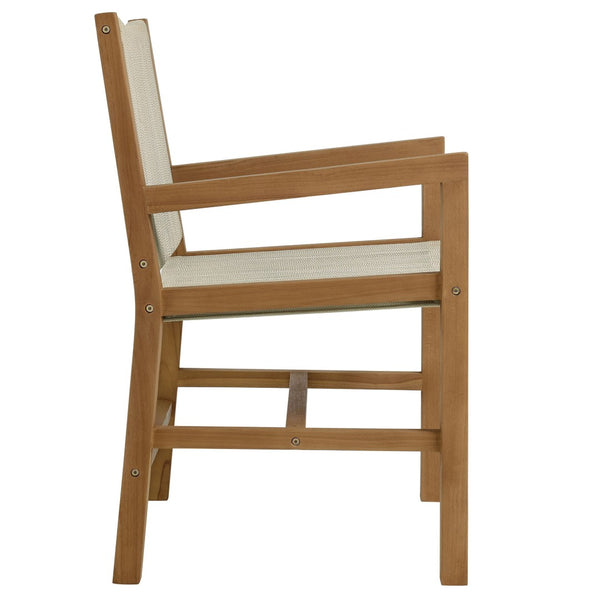 Modway Furniture Vienna 3-Piece Outdoor Patio Teak and Rope Armchairs with Versatile Folding Side Table for Comfort Natural Natural EEI-6936-NAT-NAT