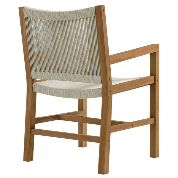 Modway Furniture Vienna Outdoor Patio Teak Dining Armchairs Set of 2 - Elegant, Durable Comfort for Your Outdoor Space Natural Natural EEI-6806-NAT-NAT